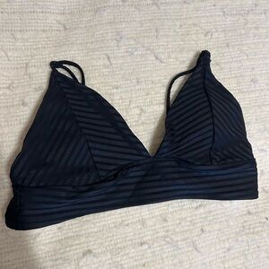 No Boundaries Black Striped Bikini Top